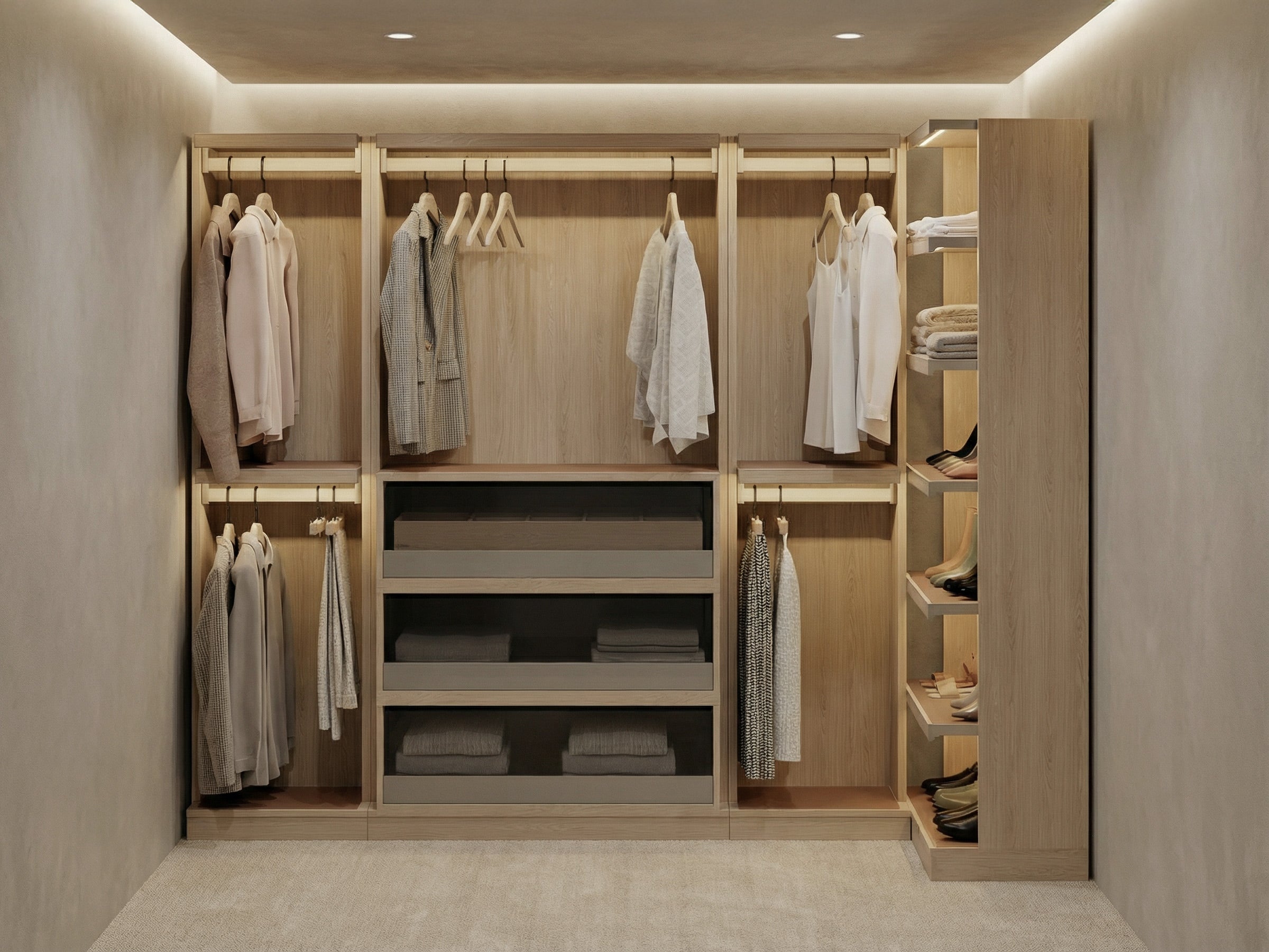 Drawer and Hanging as Walk-In Closet
