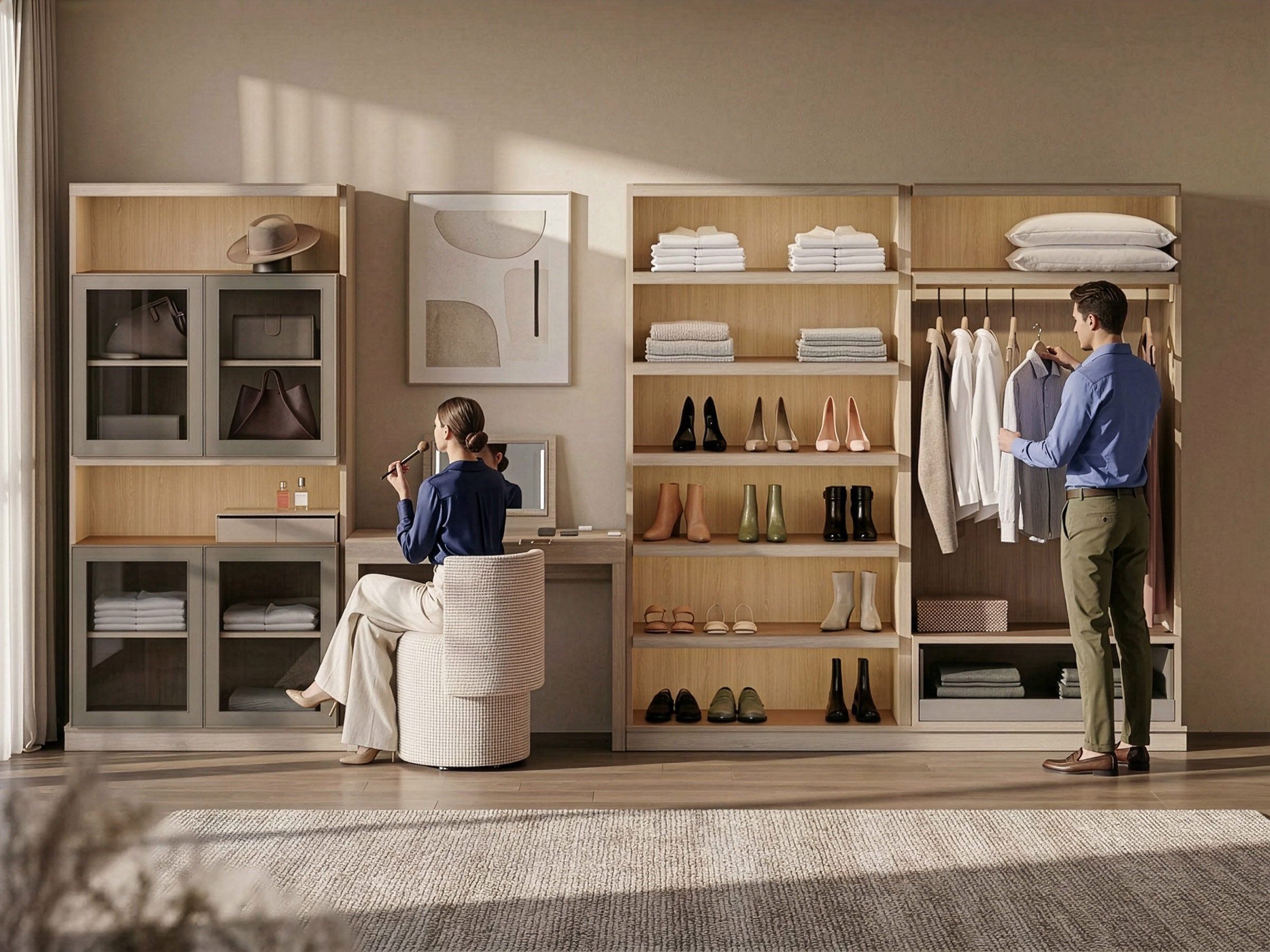 Boutique Built-In Closet with Vanity & Lighting | LAZZONI– LAZZONI ...