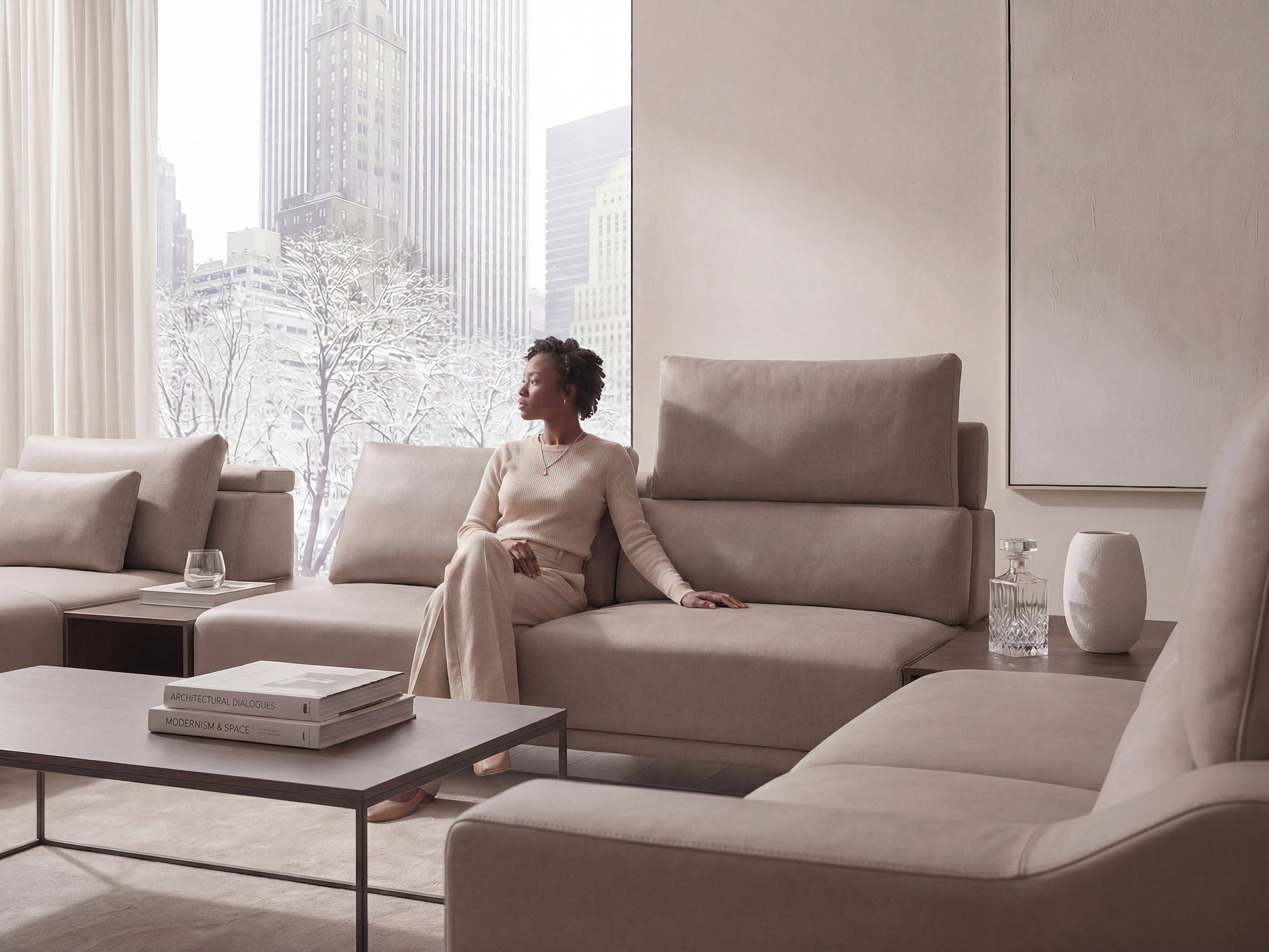 Milda Open Corner Sofa with Table