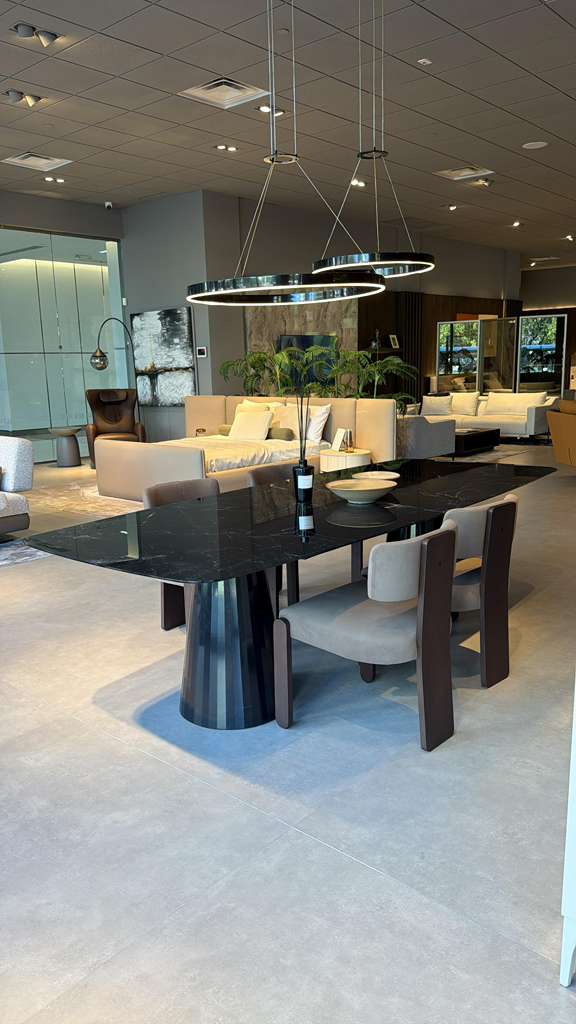 Mons Glass Top Dining Table 110" - OUTLET
