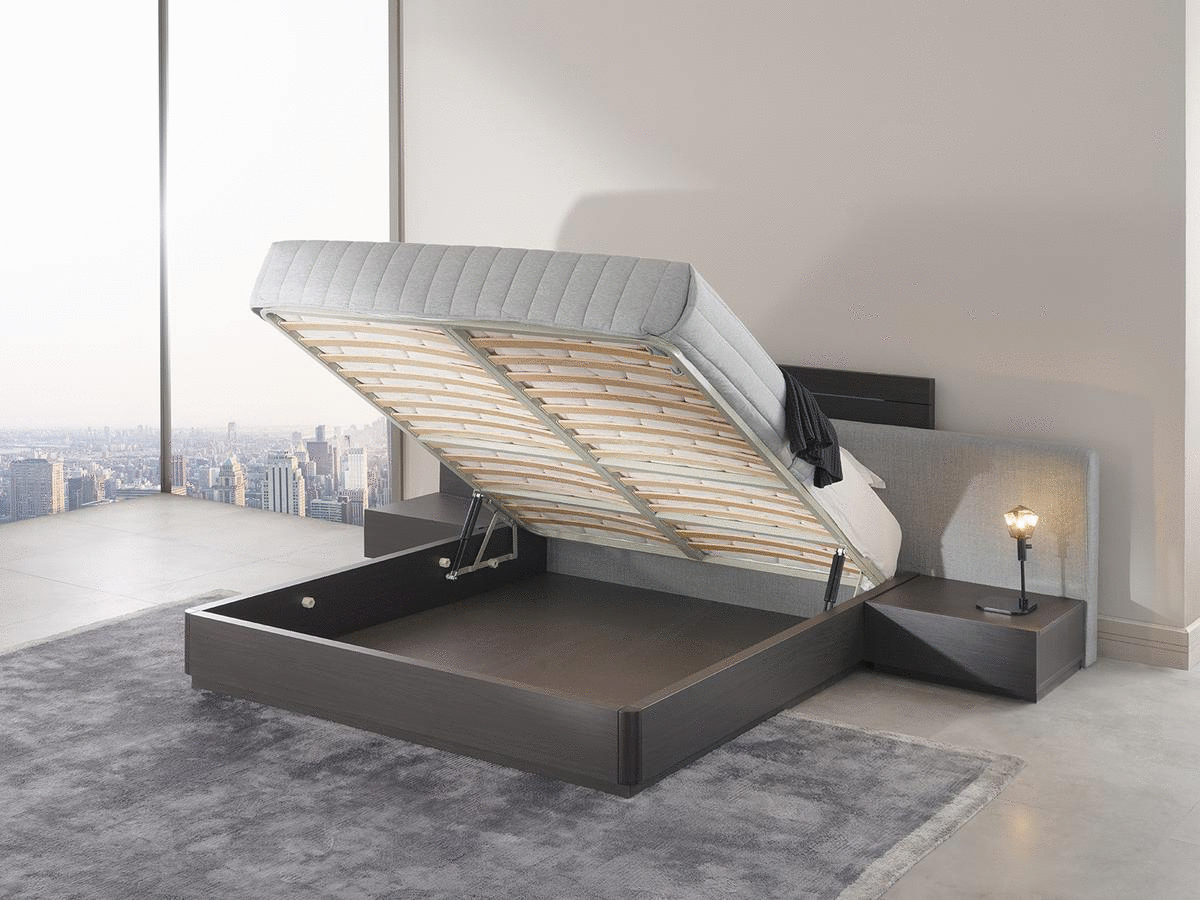 Double Storage Bed with Sliced Headboard
