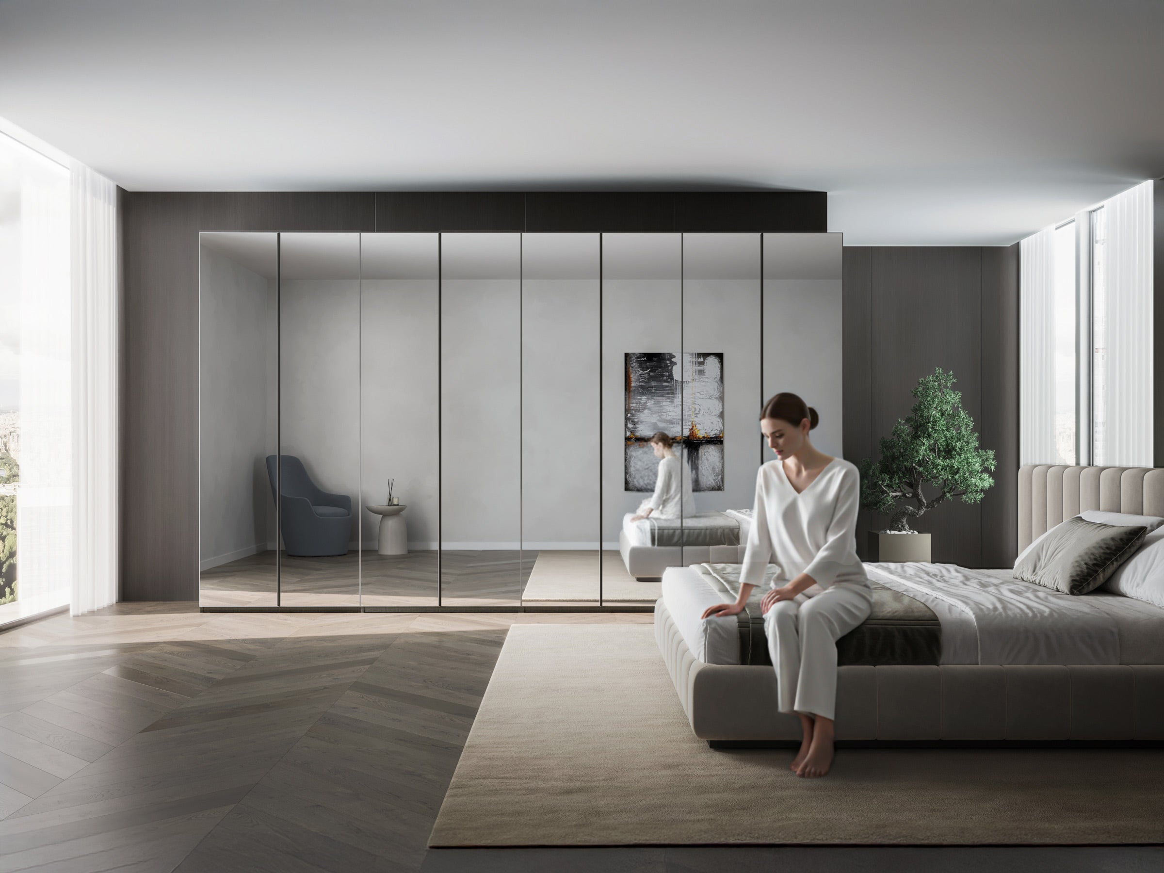 Mirrored sliding wardrobe doors