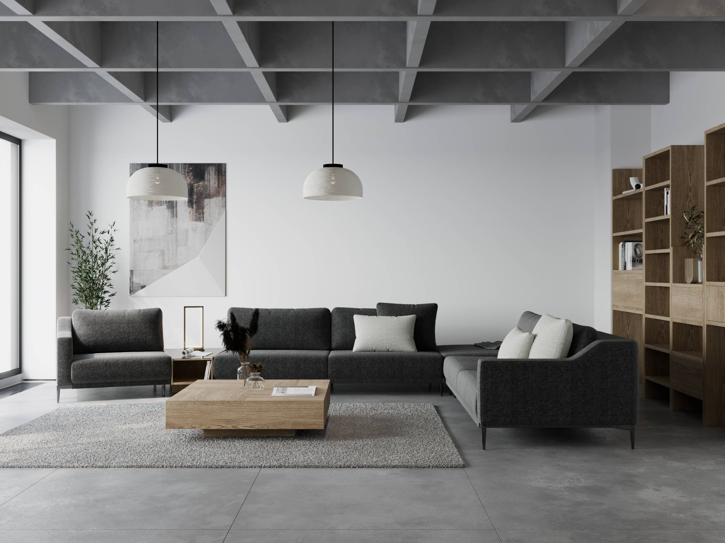 Milda Open Corner Sofa with Table