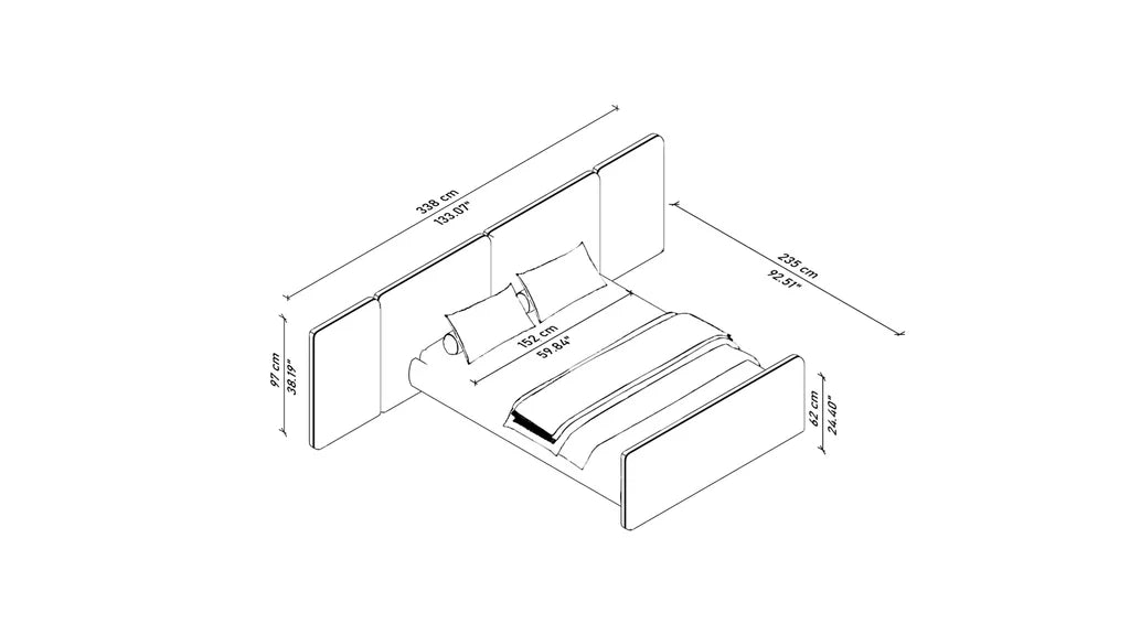 Cama de matrimonio Oslo con mesita de noche - OUTLET