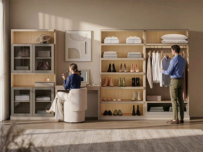 Boutique Built-In Closet with Vanity & Lighting