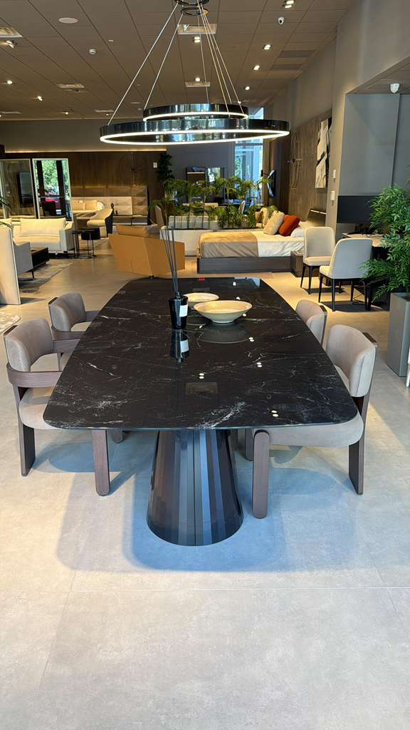 Mons Glass Top Dining Table 110" - OUTLET