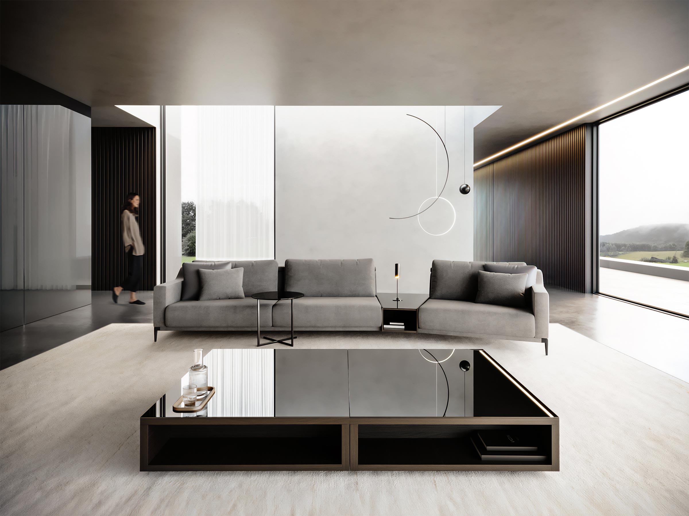 Milda Three Seater Sofa with Table