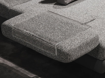 Gray textured Mony sofa with a focus on the cushions