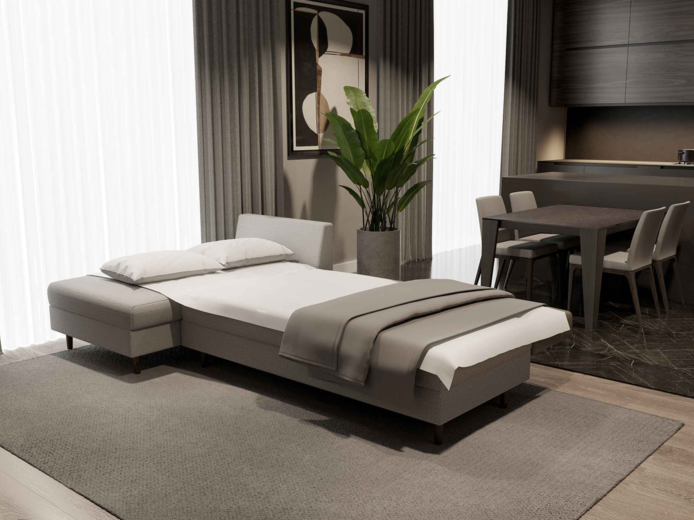 Kema Corner Chaise Sofa Bed with Storage