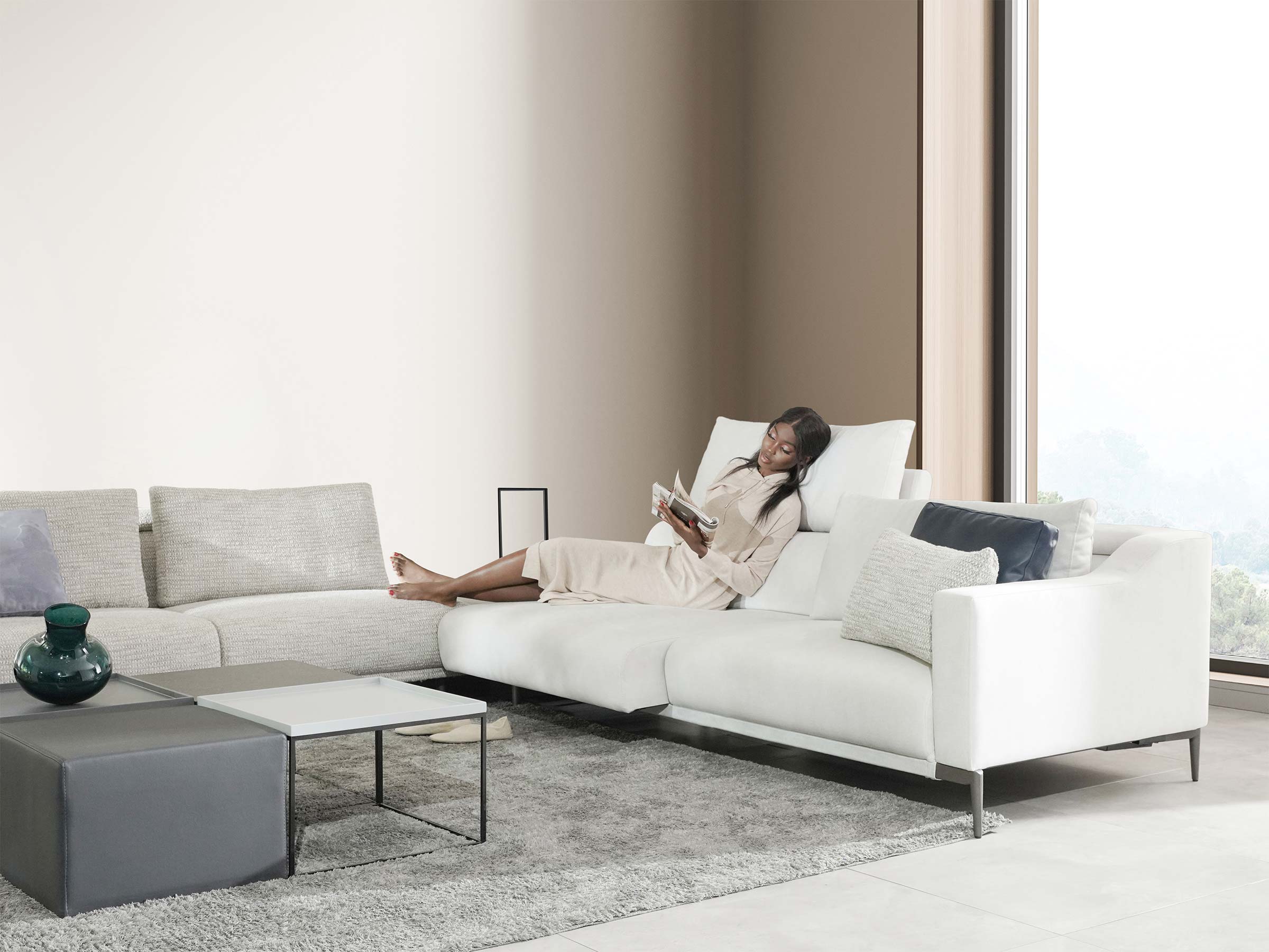 Milda Open Corner Sofa with Table