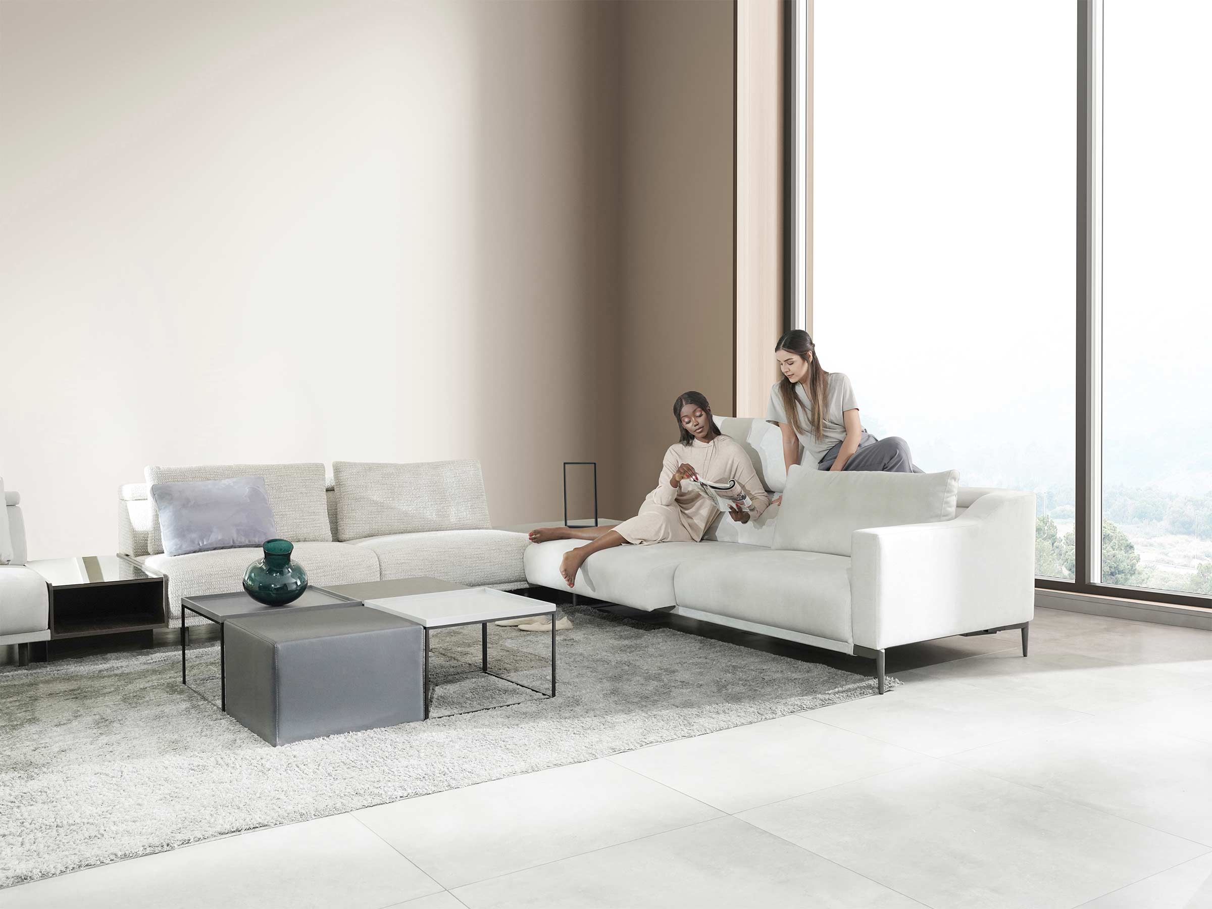 Milda Open Corner Sofa with Table